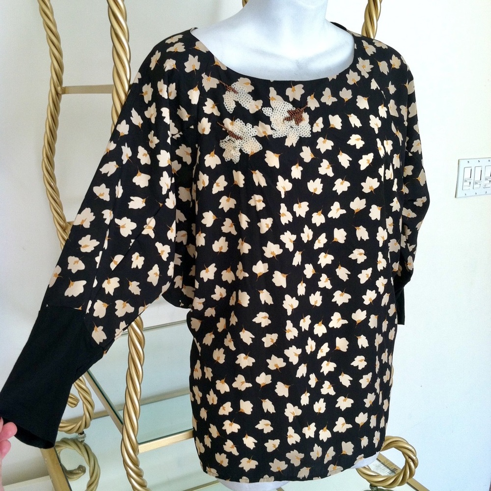 2 for $20 Dolman sleeves Embellished printed silky top